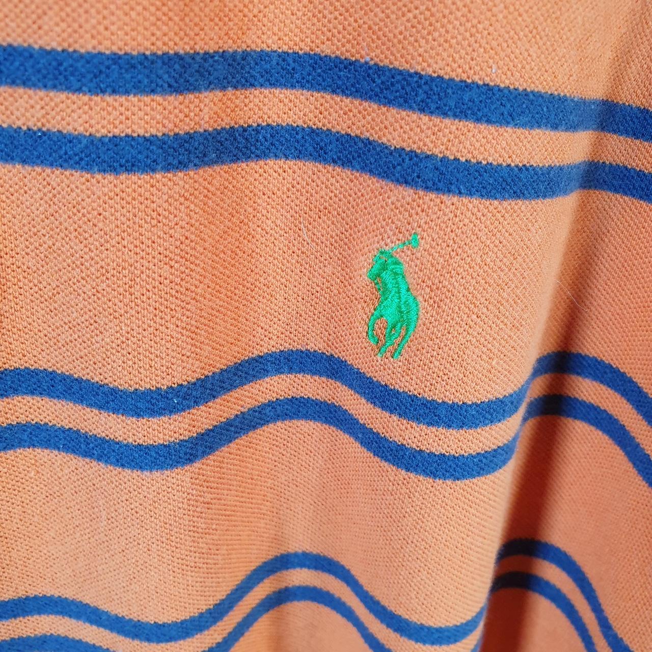 Vintage Ralph Lauren Polo Shirt Men’s 2XL Orange Striped Classic Fit Embroidered Pony