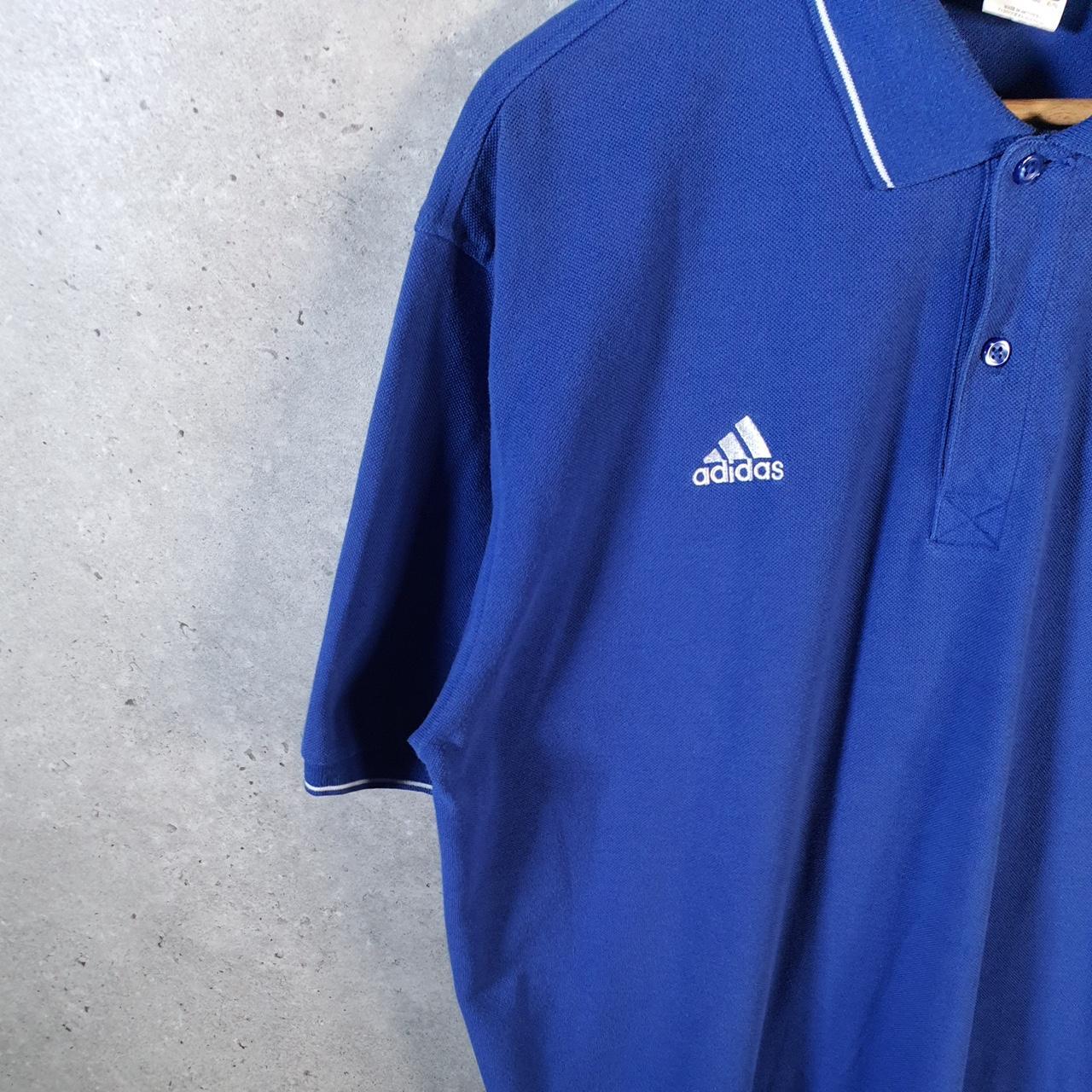 Vintage Adidas Chicago Cubs Polo Shirt Men’s XL Blue Three Stripes Logo Athletic