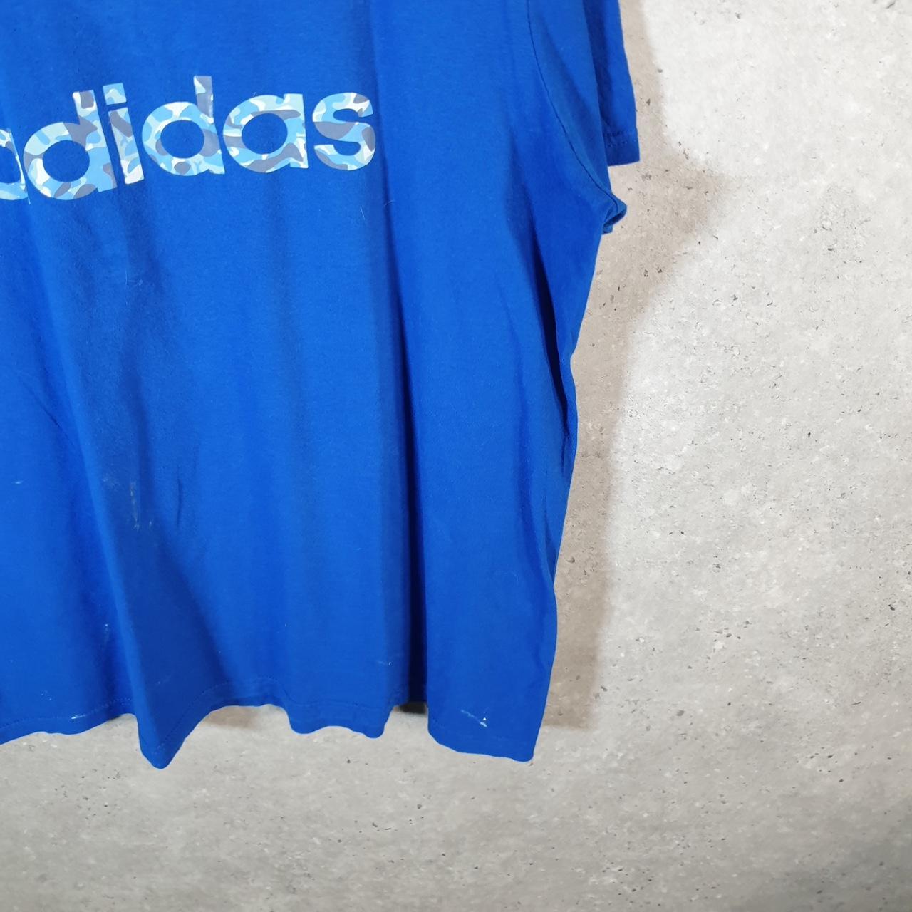 Vintage Adidas Spellout T Shirt Men’s Large Blue Three Stripes Logo Athletic