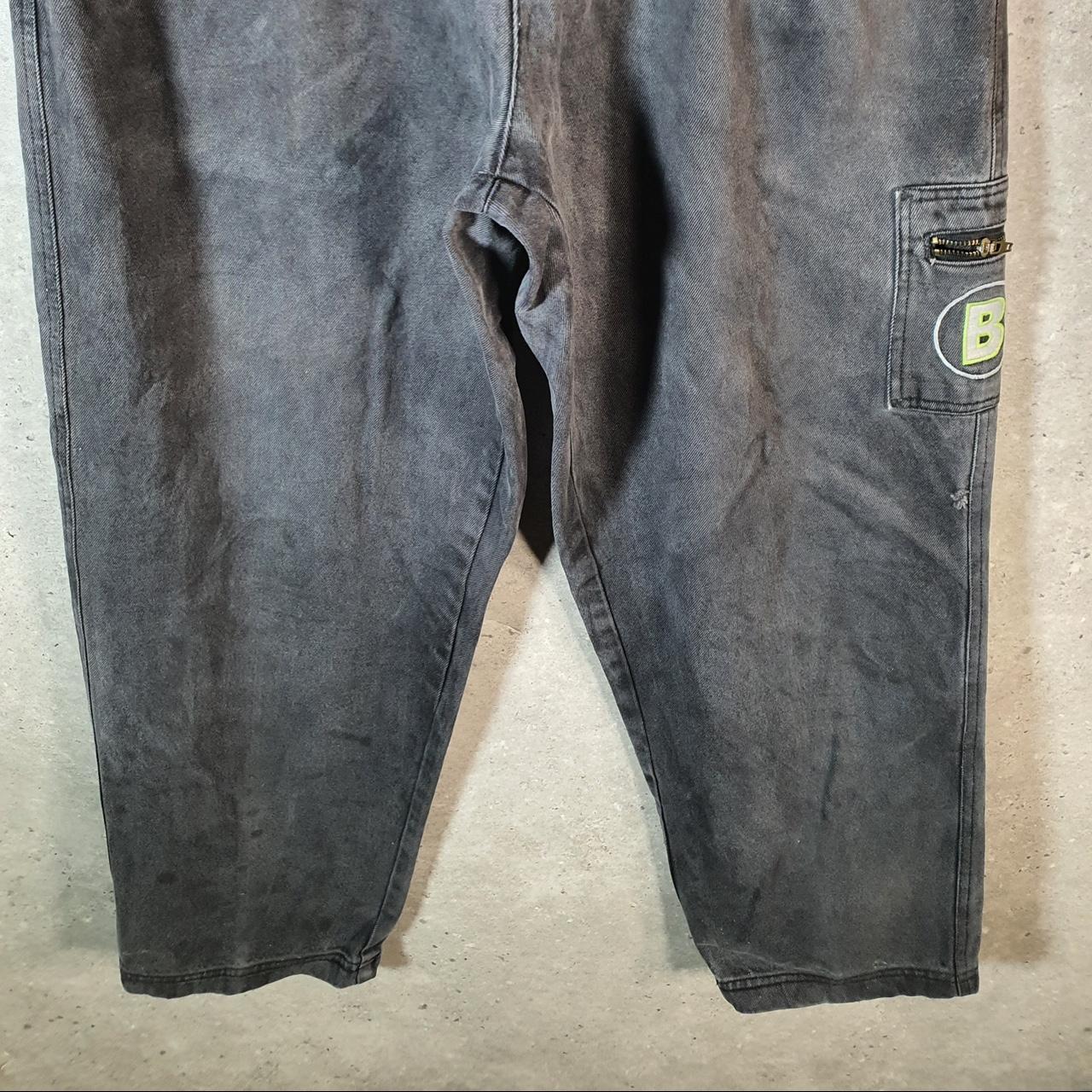 Vintage Boff Boff Baggy Y2K Hip Hop Jeans Mens W38 Grey Embroidered Denim Wide Leg Big Fish Vintage