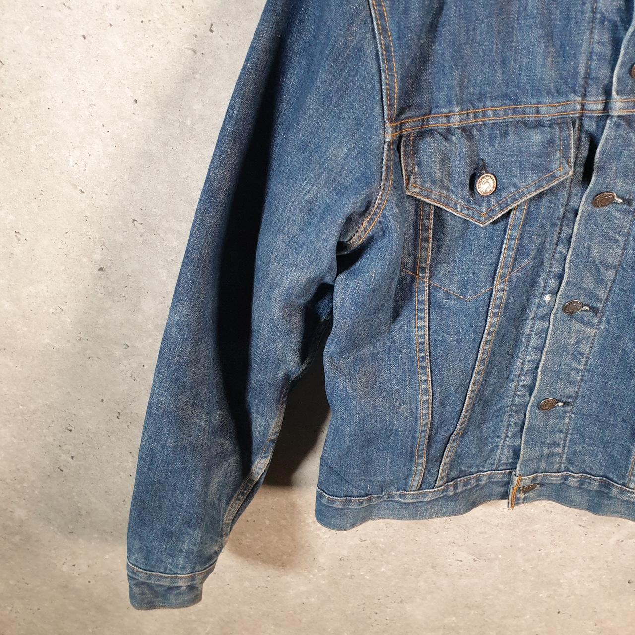 Vintage Levis Denim Jean Trucker Sherpa Jacket Mens Small Blue Sherling USA