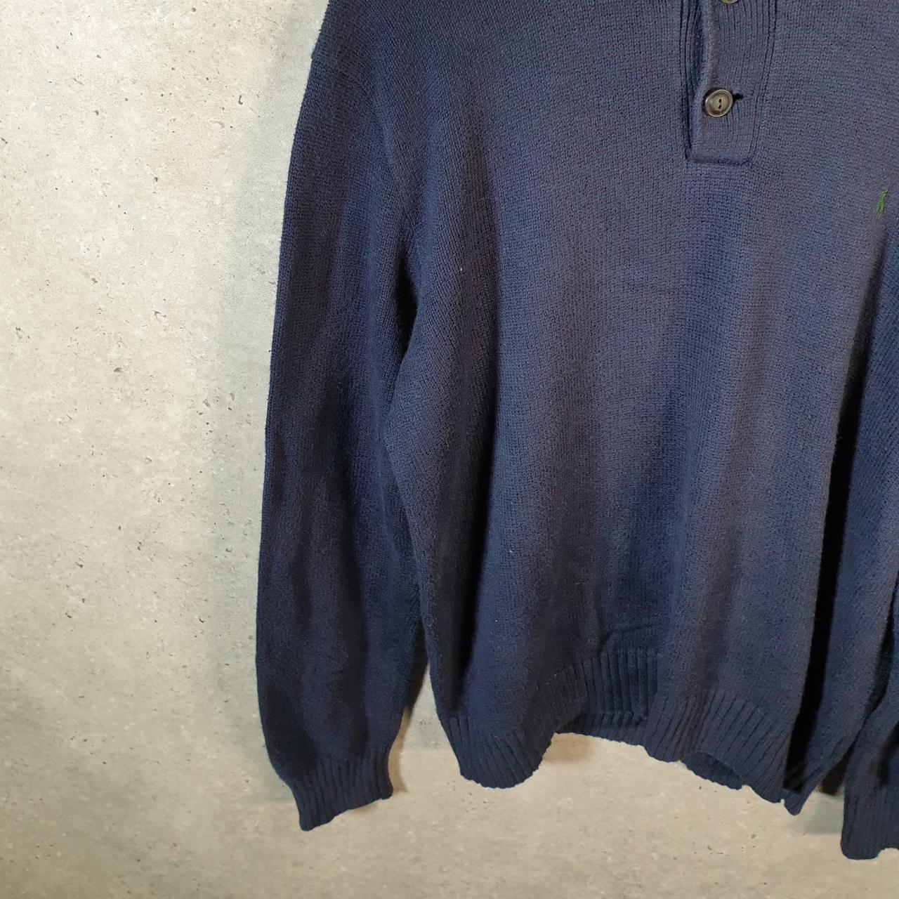 Vintage Ralph Lauren Polo 1/4 Button Sweatshirt Men’s Large Navy Blue Cotton Pullover Pony