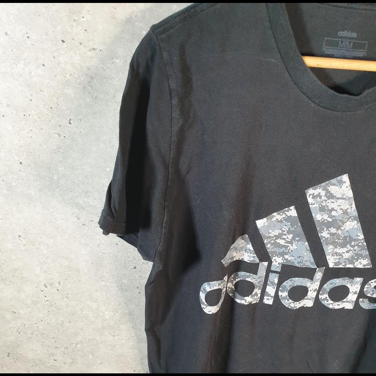 Vintage Adidas Spellout T Shirt Men’s Medium Black Three Stripes Logo Athletic