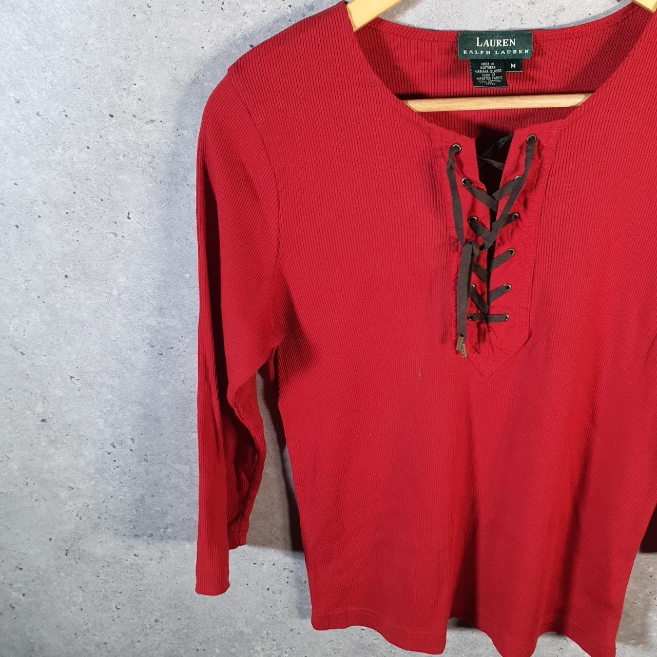 Vintage Ralph Lauren Polo Knit Sweater Womens Medium Red Cotton Pullover