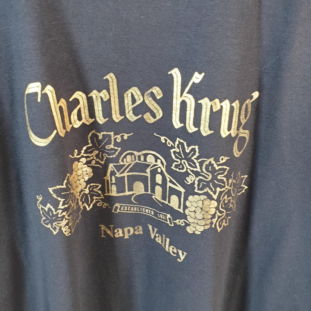 Vintage Screen Stars Charles Krug Napa Valley 90s USA Single Stitch T Shirt Men’s XL Black C8008