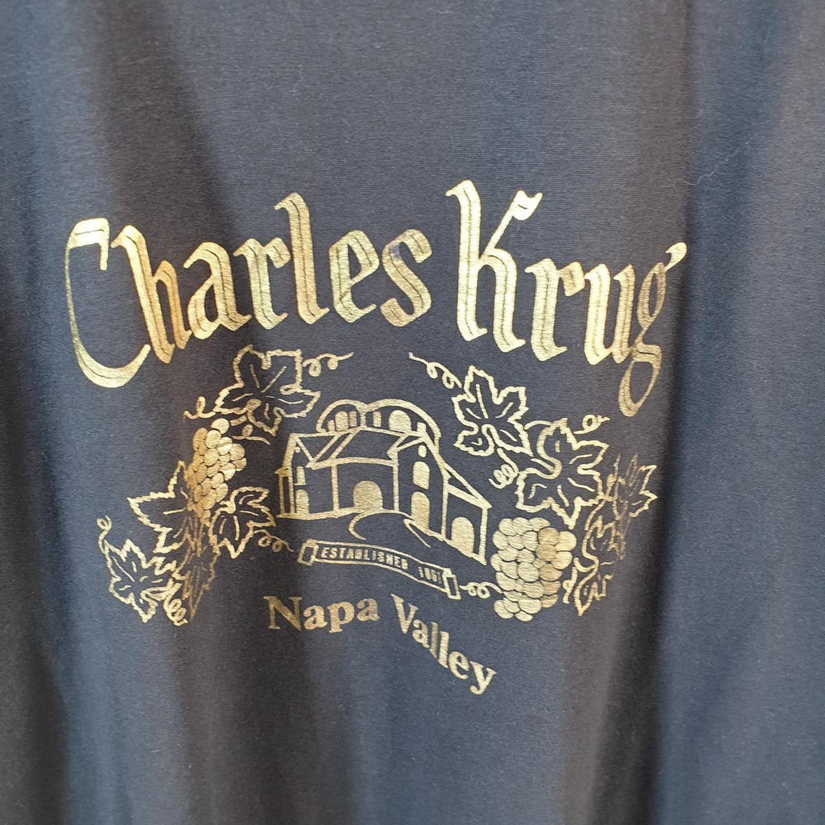 Vintage Screen Stars Charles Krug Napa Valley 90s USA Single Stitch T Shirt Men’s XL Black C8008