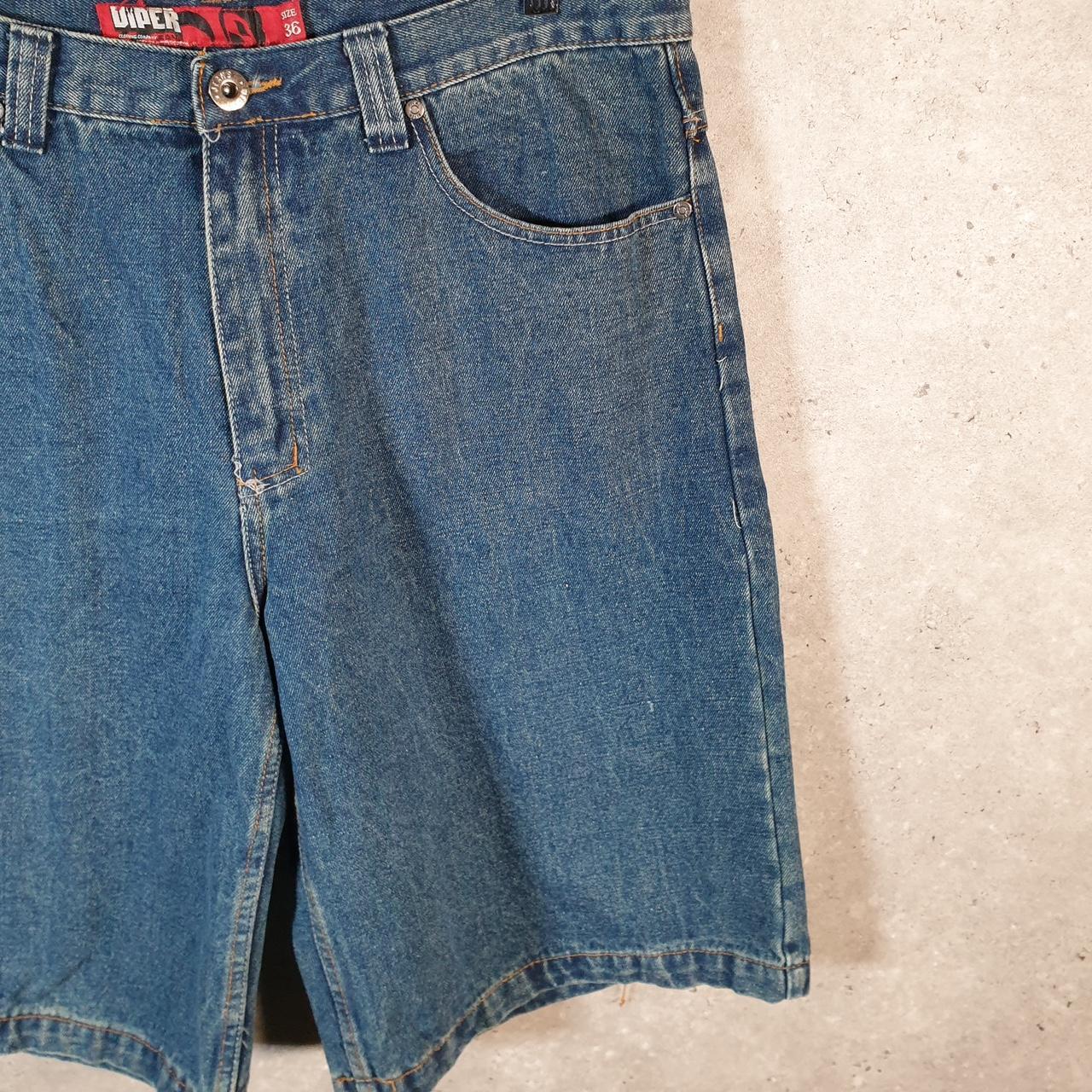 Vintage Viper Jeans Baggy Y2K Hip Hop Jeans Shorts Jorts Mens W36 Blue Denim USA Big Fish Vintage