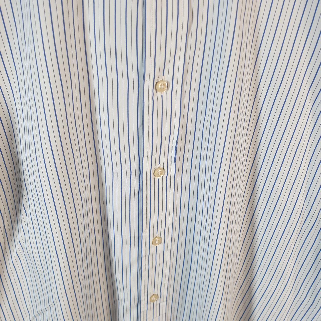 Vintage Ralph Lauren Button Down Shirt Men’s Medium Blue Striped Regent Custom Fit Cotton Big Fish Vintage