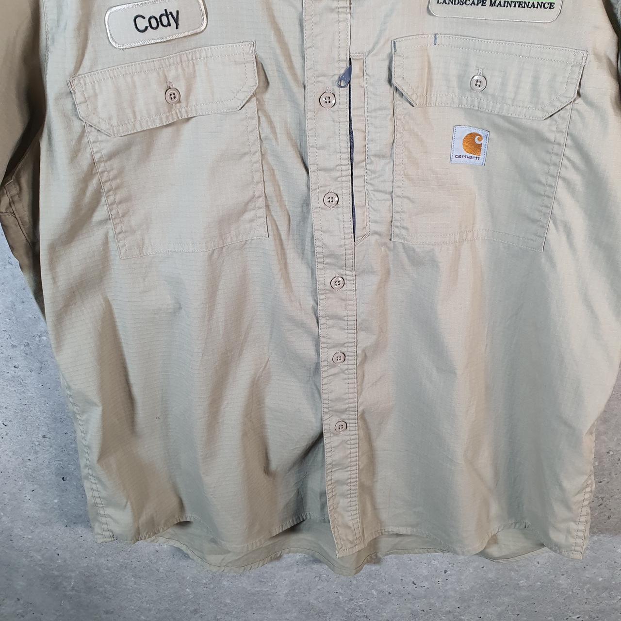 Vintage Carhartt Shirt Button Down Mens XL Brown Short Sleeve Chore Utility Relaxed - Big Fish Vintage