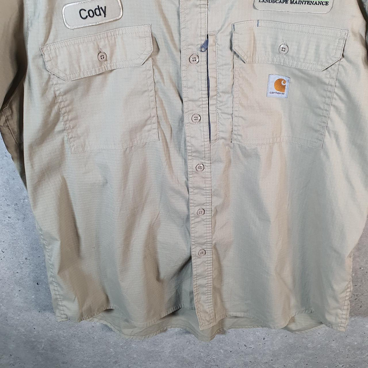 Vintage Carhartt Shirt Button Down Mens XL Brown Short Sleeve Chore Utility Relaxed - Big Fish Vintage