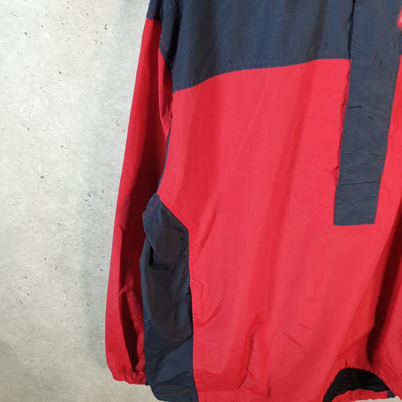 Vintage Chaps Ralph Lauren Windbreaker Track Jacket Mens Large Red Logo 1/4 Zip Hooded
