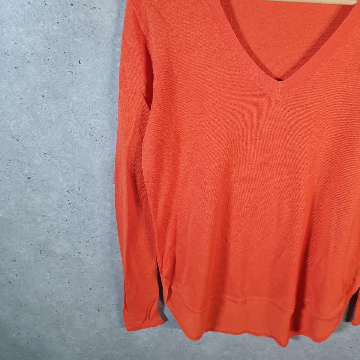 Vintage Ralph Lauren Polo Knit Sweater Womens Medium Orange Cotton Pullover