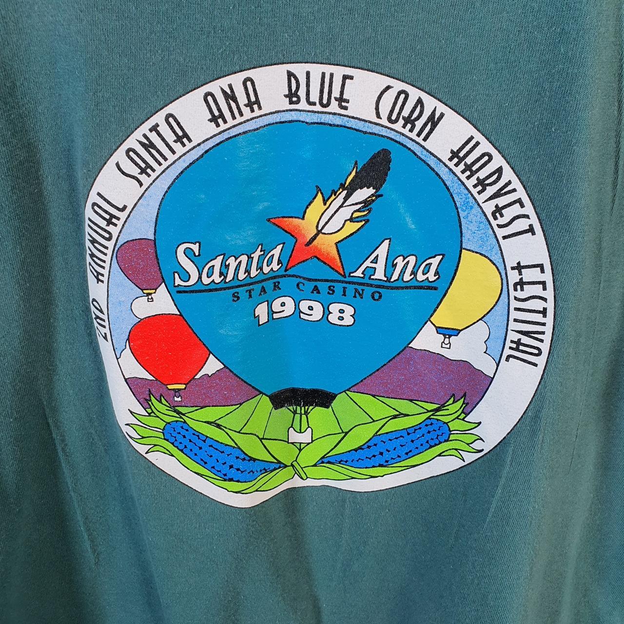 Vintage Anvil Santa Ana Casino 1998 USA Single Stitch T Shirt Men’s Large Blue C8325