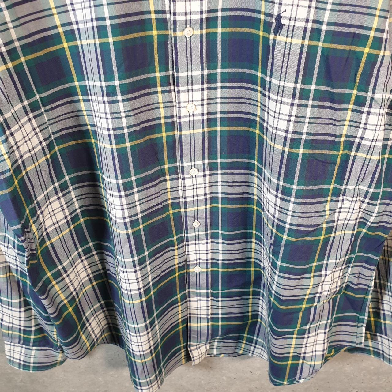 Vintage Ralph Lauren Button Down Shirt Men’s XL Green Checkered Classic Fit Cotton Pony Big Fish Vintage