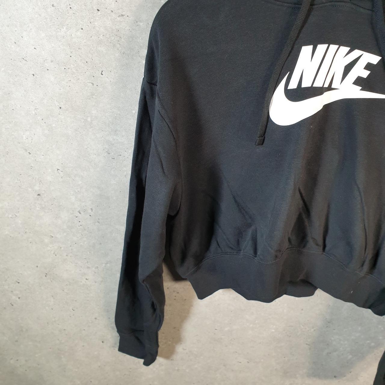 Vintage Nike Cropped Club Hoodie Womens Small Black Swoosh Y2K Pullover