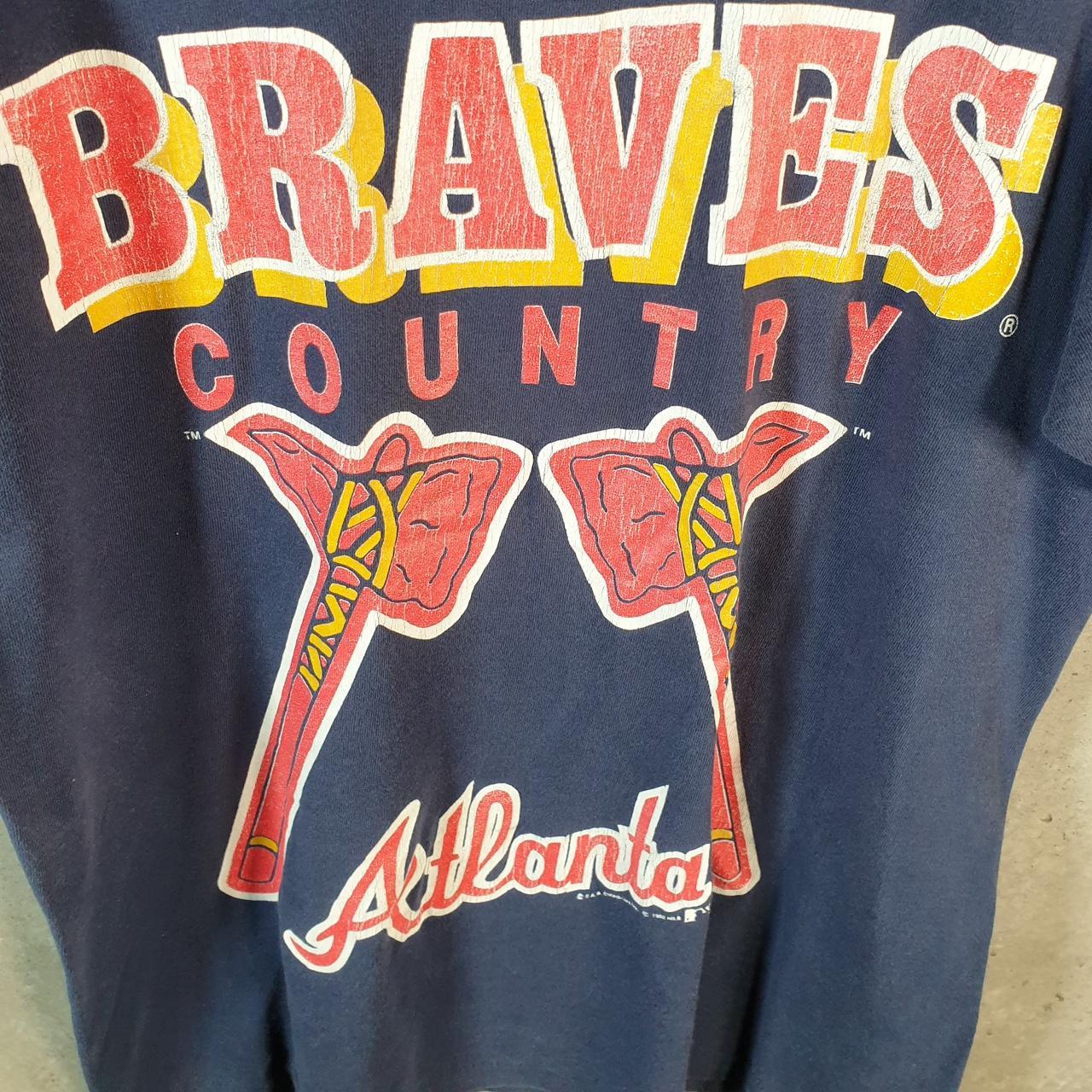 Vintage Fruit of the Loom NFL 1992 Braves County Atlanta Single Stitch T Shirt Men’s Large Blue C8768