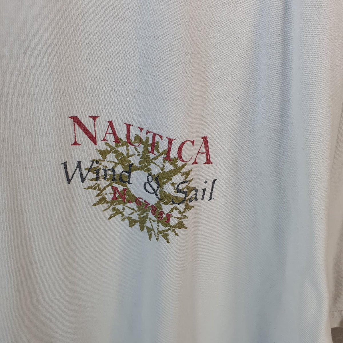 Vintage Nautica Sailing Graphic T Shirt Men’s 2XL White Casual Sports Logo Athletic
