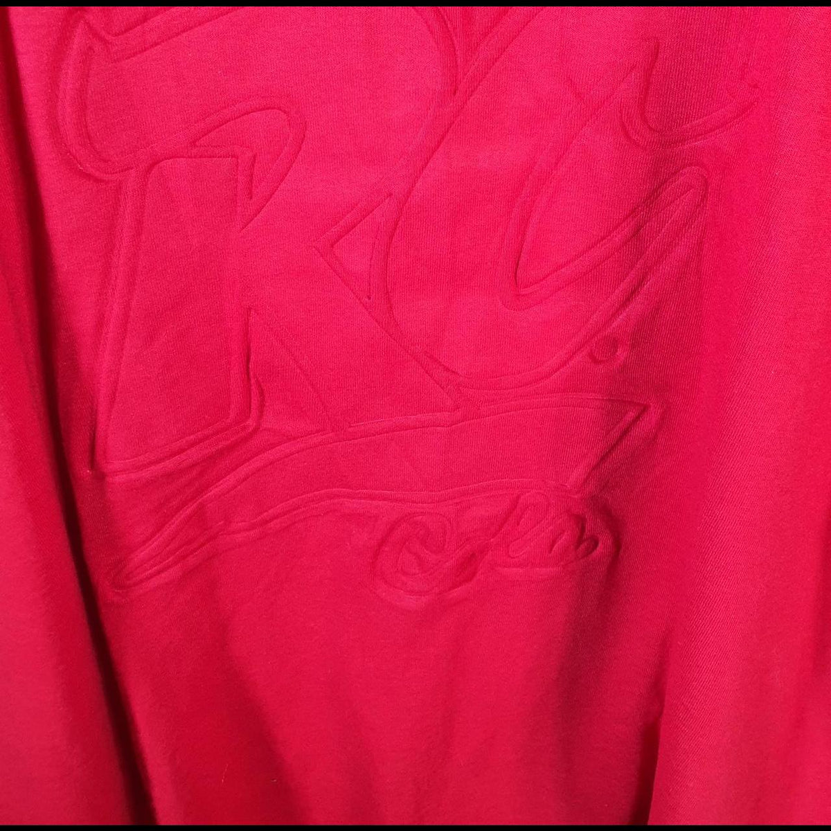 Vintage Fruit of the Loom Embossed Spellout USA 90s Single Stitch T Shirt Men’s 2XL Red C9384