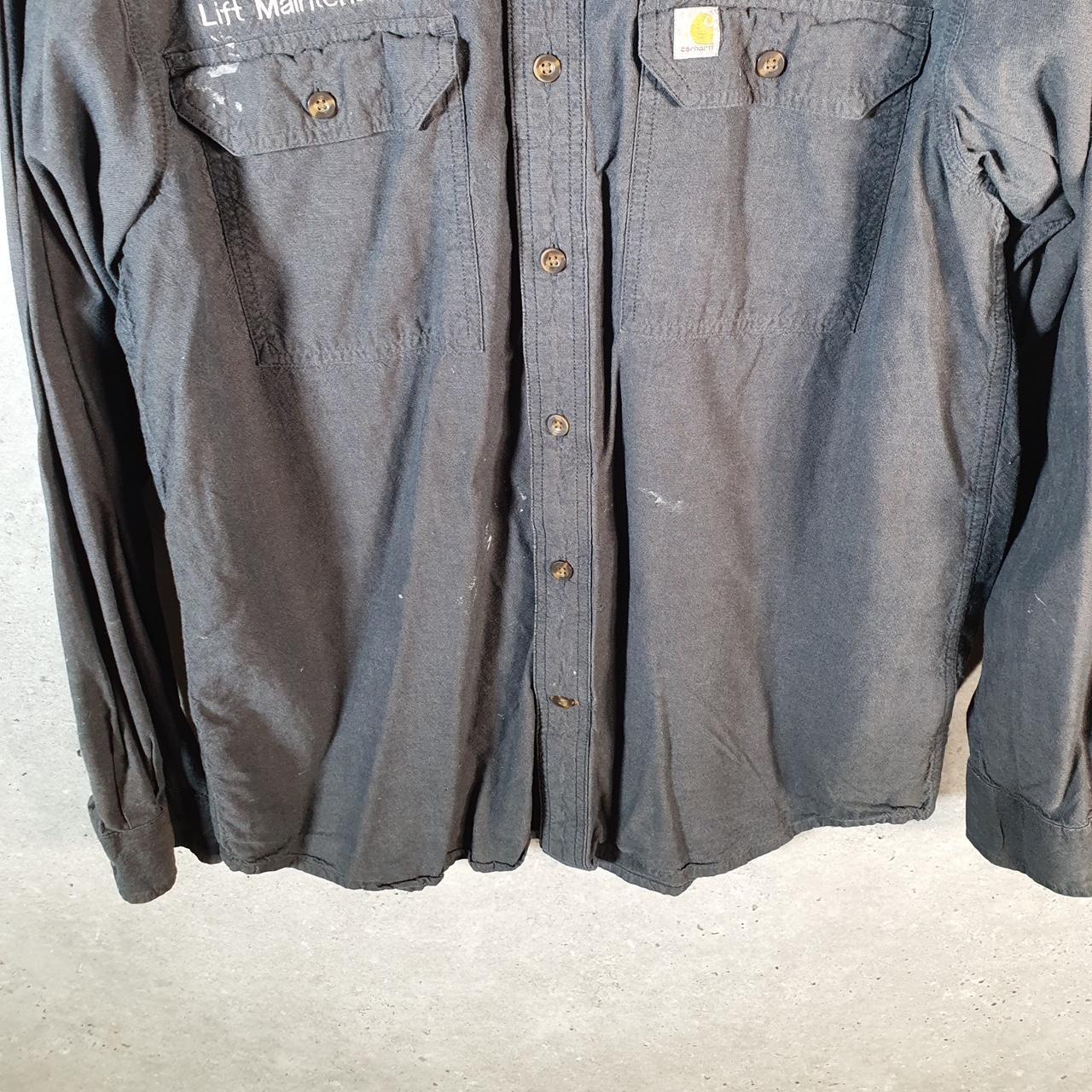 Vintage Carhartt Shirt Button Down Mens Large Grey Long Sleeve Chore Utility Relaxed - Big Fish Vintage