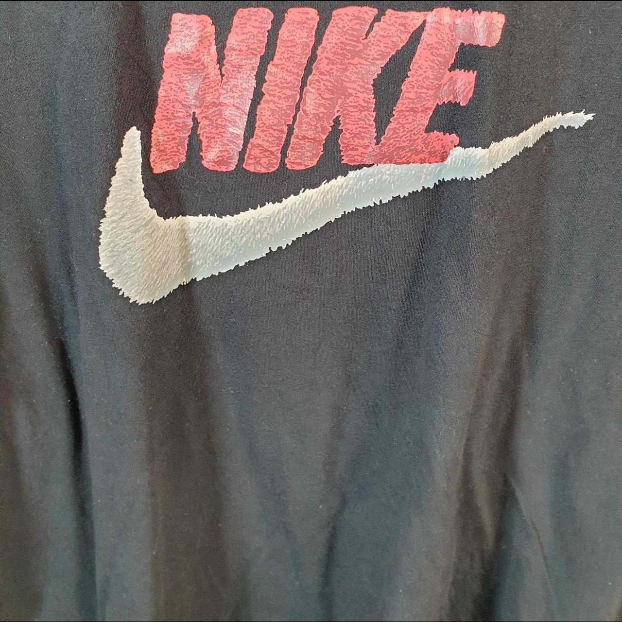 Vintage Nike T Shirt Men’s Large Black Printed Single Swoosh Logo Athletic C8280