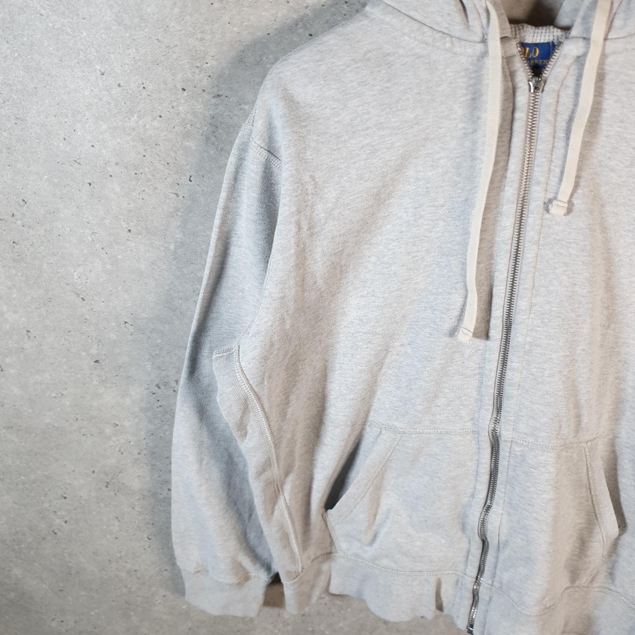Vintage Ralph Lauren Polo Heavyweight Hoodie Men’s XL Slim Grey Cotton Full Zip Pony