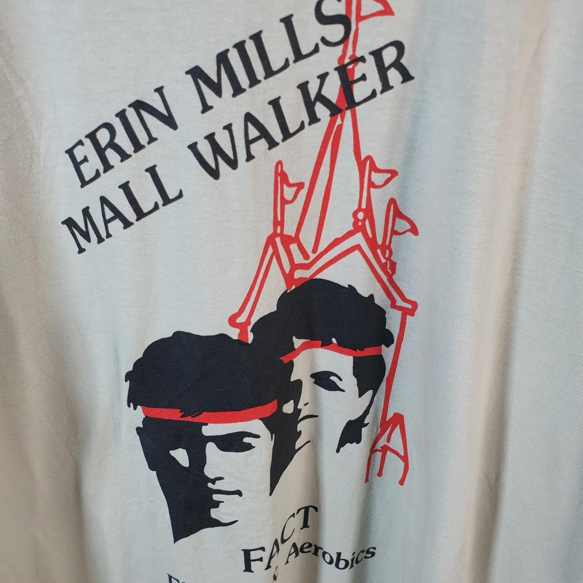 Vintage Fruit of the Loom Erin Mills Mall Walker 90s Single Stitch T Shirt Men’s 2XL Grey C7904