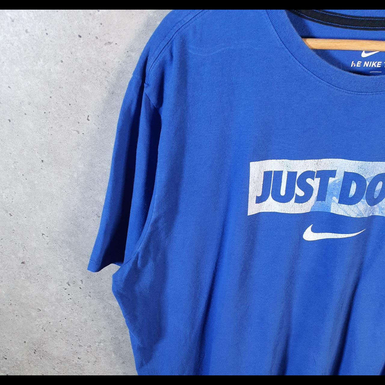 Vintage Nike Dri Fit Just Do It T Shirt Men’s XL Spellout Blue Swoosh Athletic