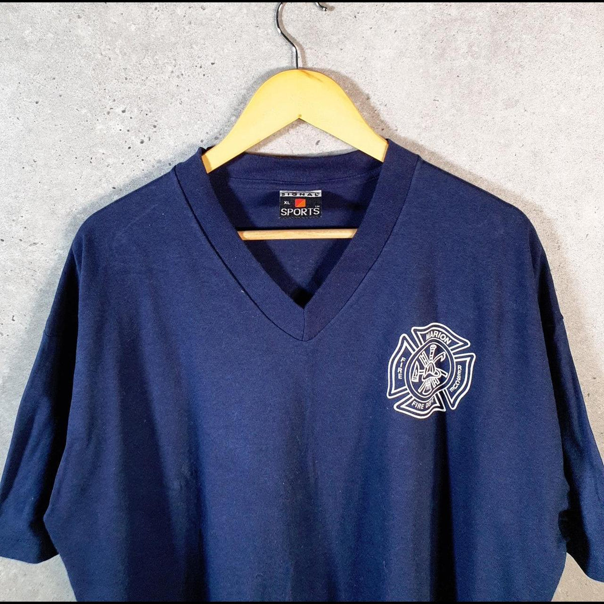Vintage Signal Marion Fire Department 90s USA Single Stitch T Shirt Men’s XL Blue C8872