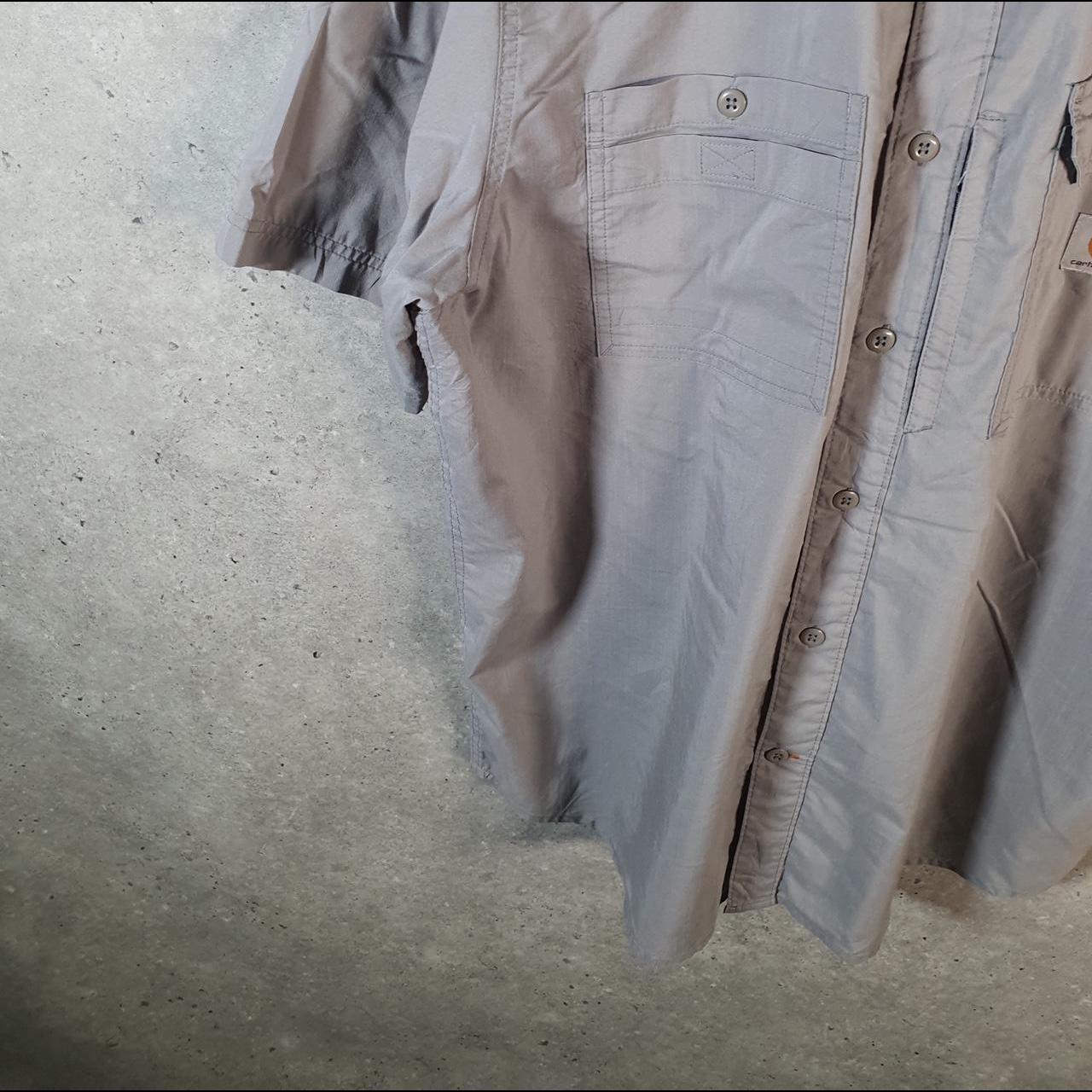 Vintage Carhartt Shirt Button Down Mens XL Grey Short Sleeve Utility Relaxed Fit