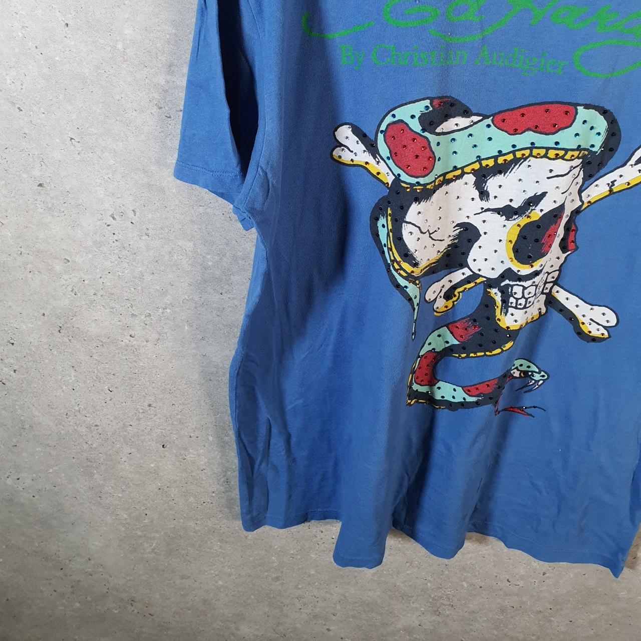 Vintage Ed Hardy T Shirt Men’s XL Blue Christian Audigier Love Heart Graphic Skull Y2K