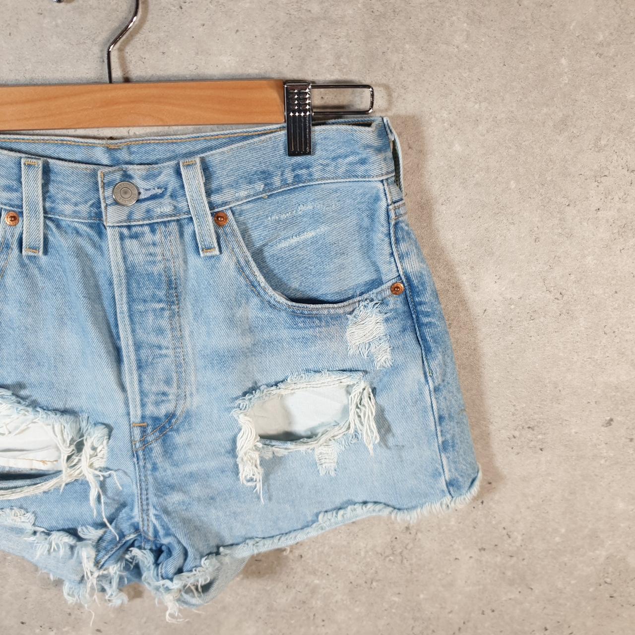 Vintage Levi’s 501 Cut Off Baggy Shorts Jorts Cargo Womens W27 Blue Relaxed Denim