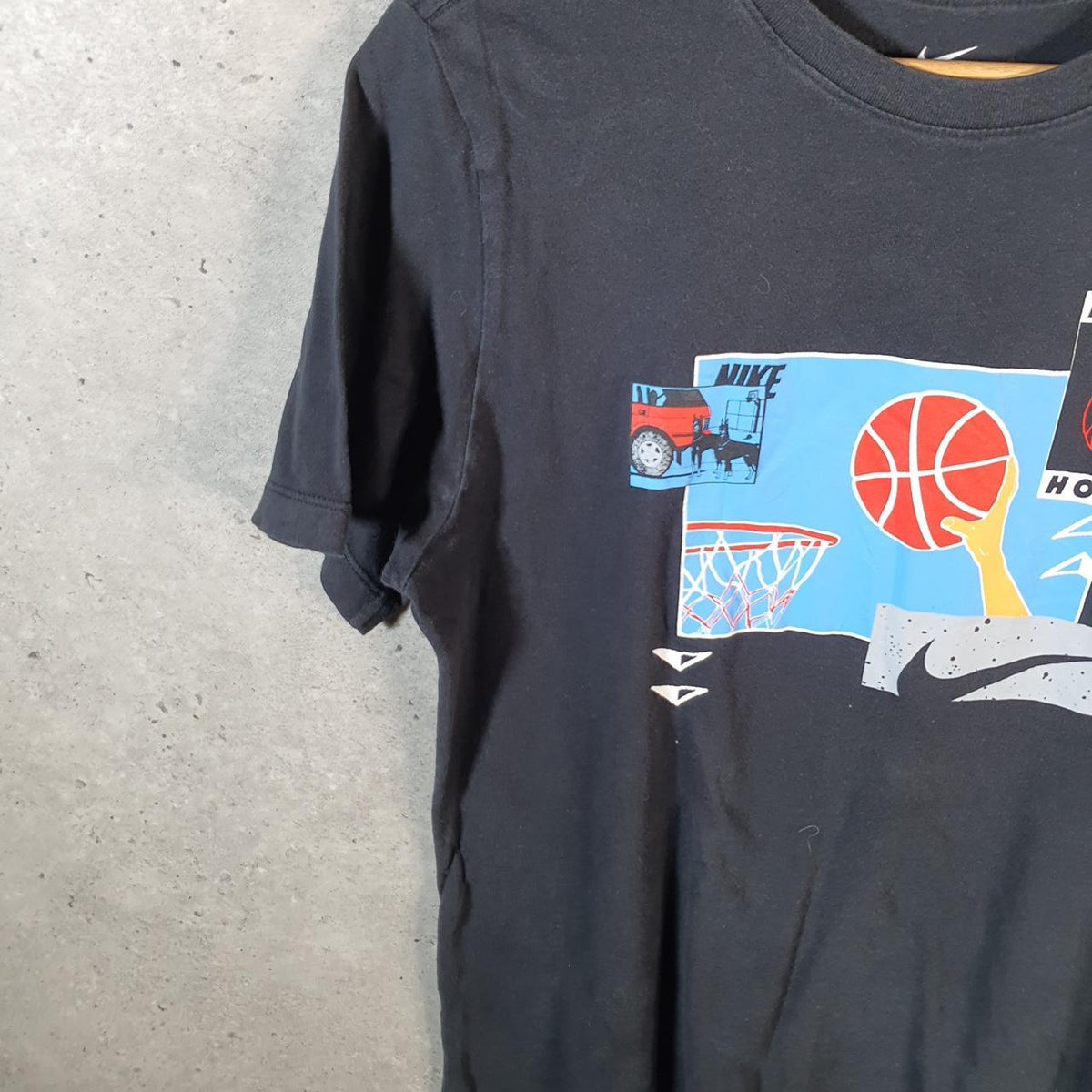 Vintage Nike Basketball Hoops T Shirt Men’s Medium Black Logo Swoosh Athletic