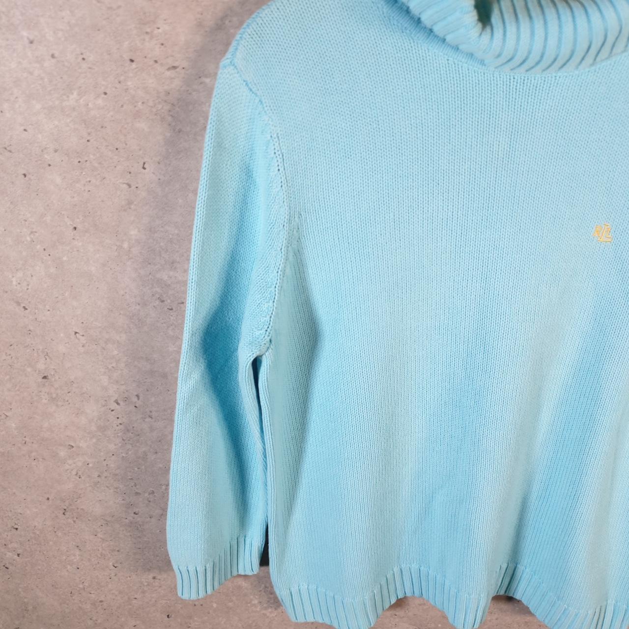 Vintage Ralph Lauren Polo Knit Sweater Womens XL Blue Cotton Pullover