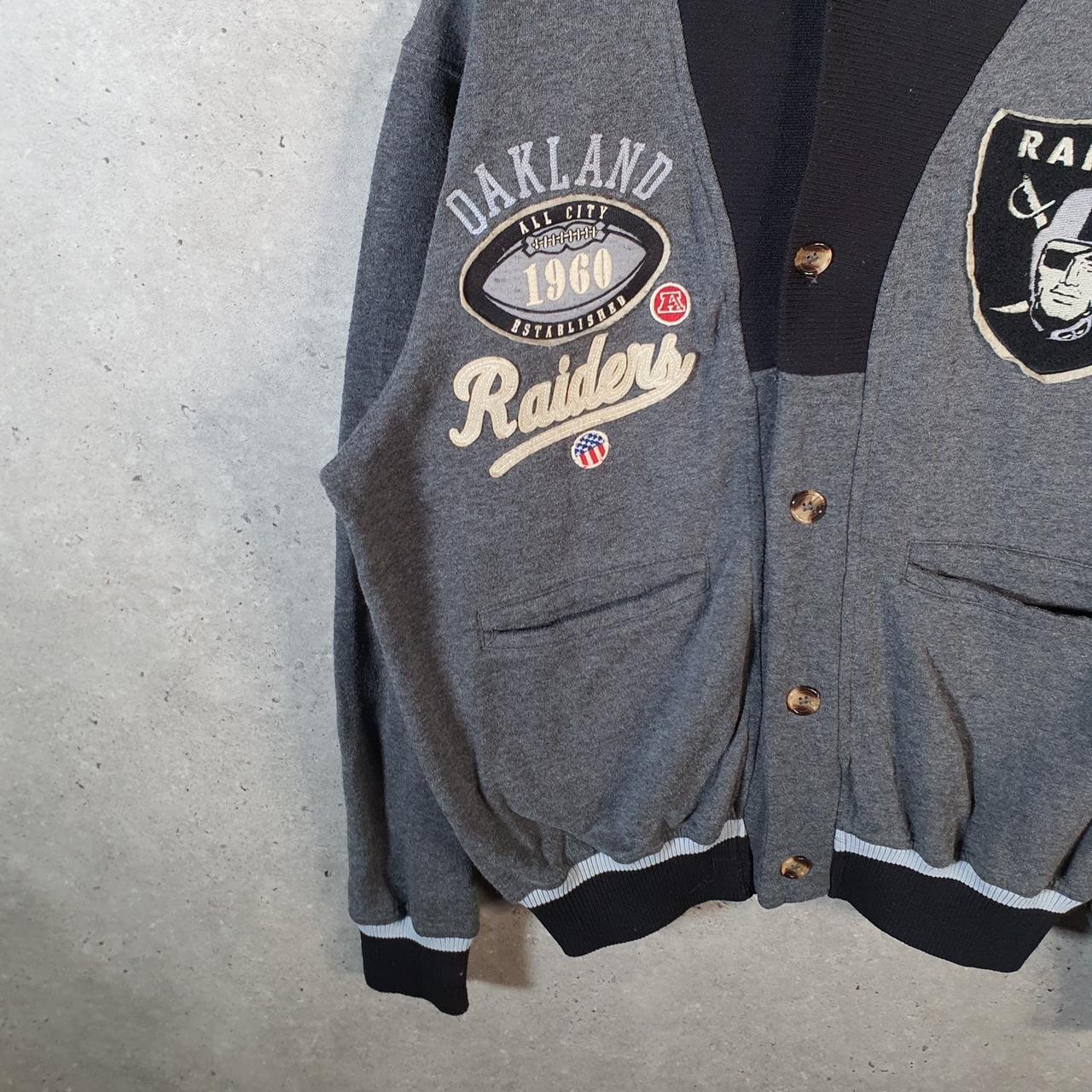 Vintage NFL Oakland Raiders Cardigan Embroidered Men’s Medium Grey Pro Sport USA