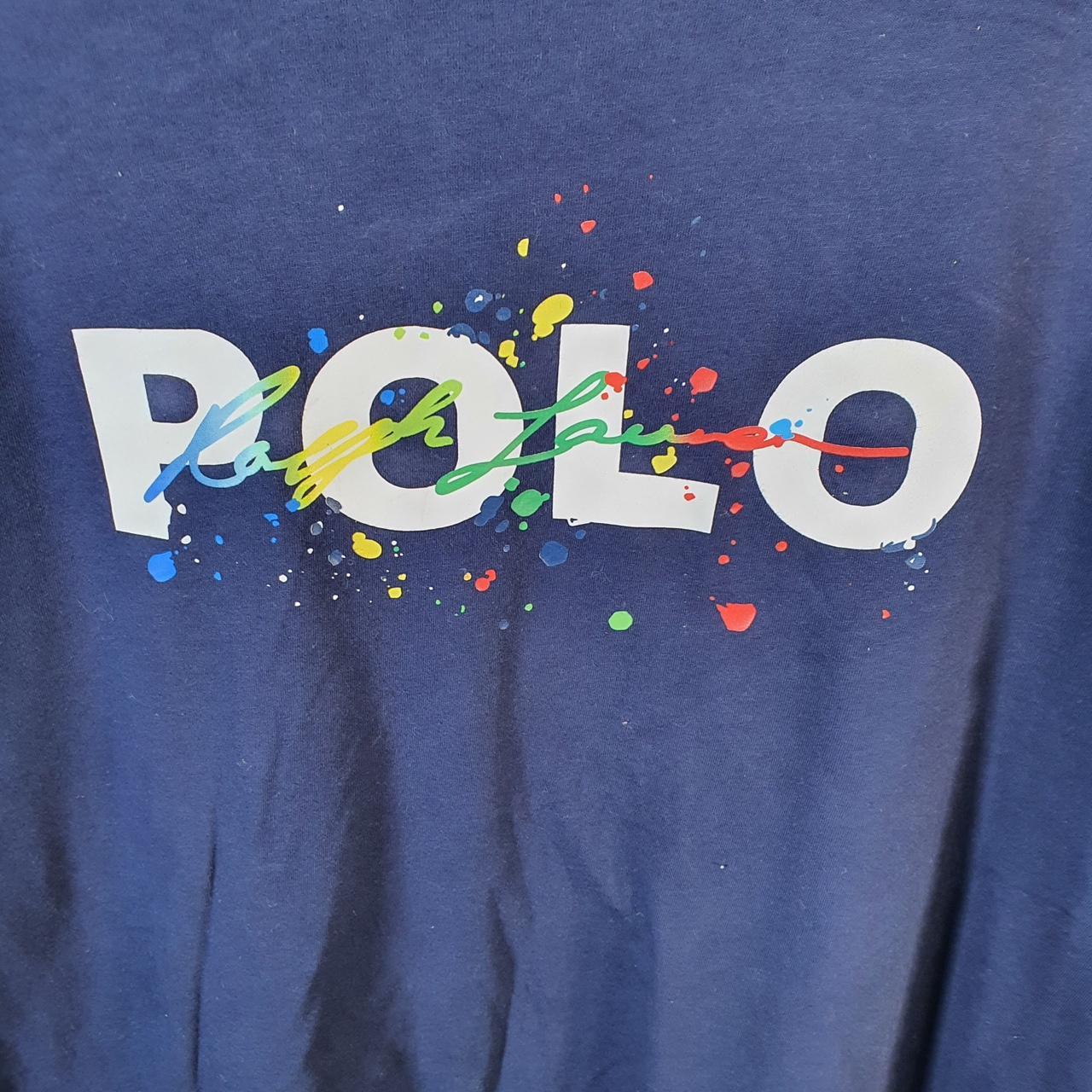 Vintage Ralph Lauren Polo Spellout T Shirt Men’s Medium Blue Classic Fit Pony