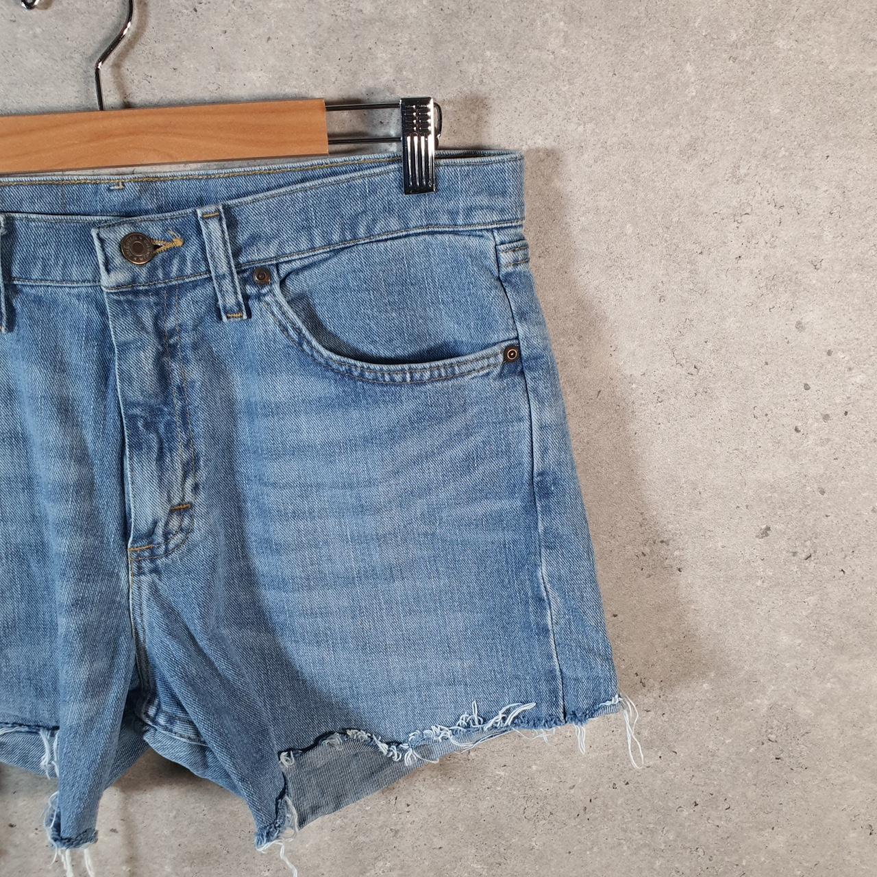 Vintage Wrangler Cut Short Baggy Shorts Jorts Cargo Womens W32 Blue Relaxed Denim A4541