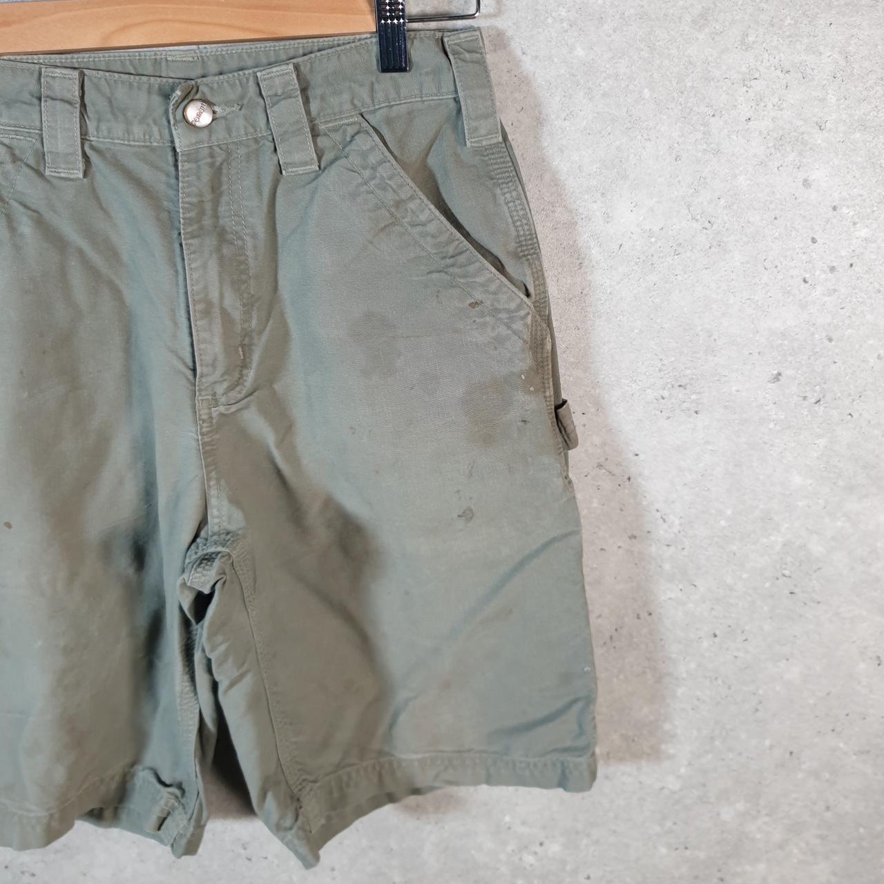 Vintage Carhartt Baggy Carpenter Shorts Jorts Cargo Men’s W30 Khaki Green Relaxed Fit Workwear