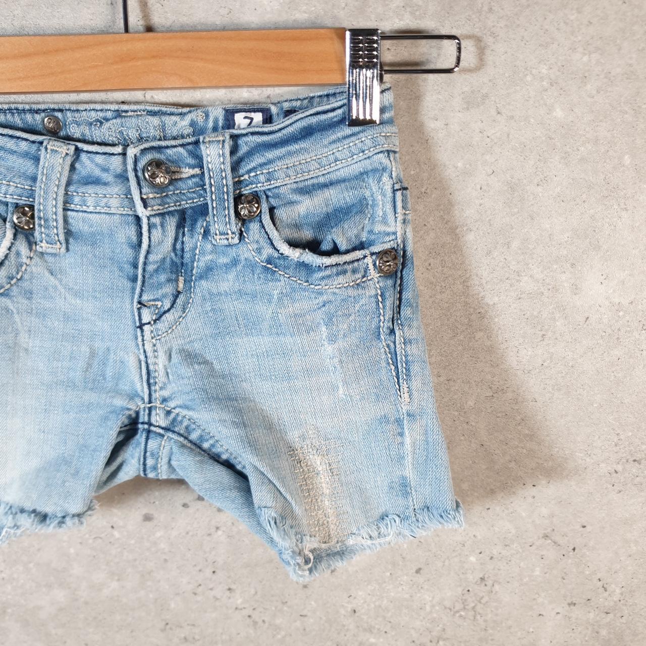 Vintage Miss Me Baggy Y2K Hip Hop Jeans Shorts Jorts Kids Girl Age 10 Blue Denim Low Rise