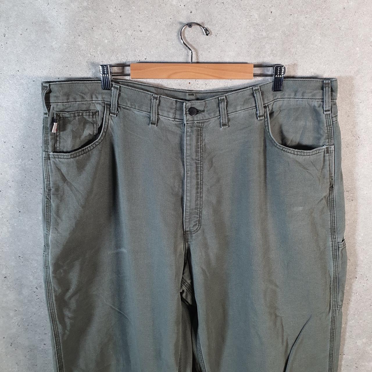 Vintage Carhartt FR Carpenter Trousers Mens W44 L36 Khaki Green Relaxed Fit Workwear USA
