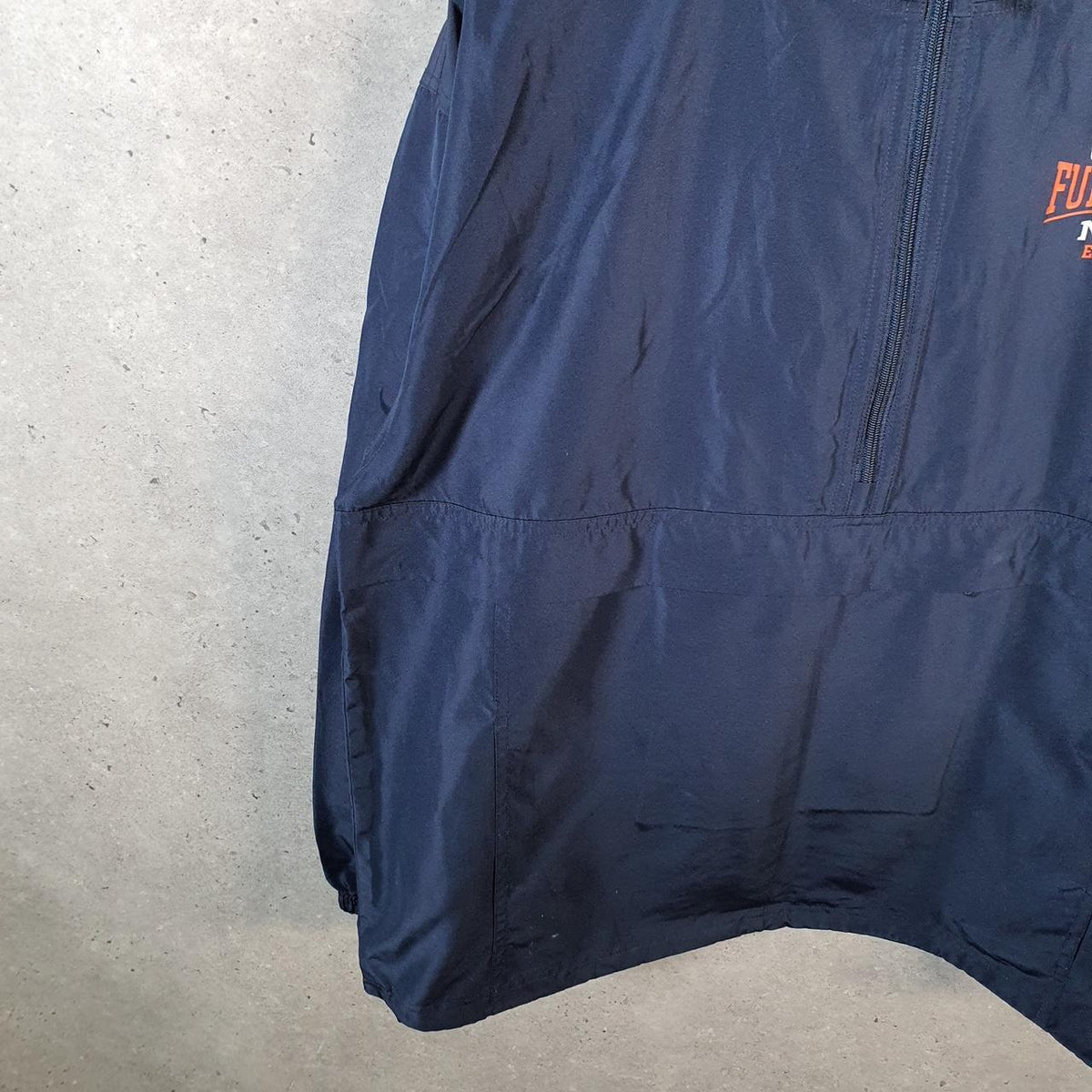 Vintage Champion Windbreaker Mens L Navy Blue 1/4 Zip Cal Fullerton Mom