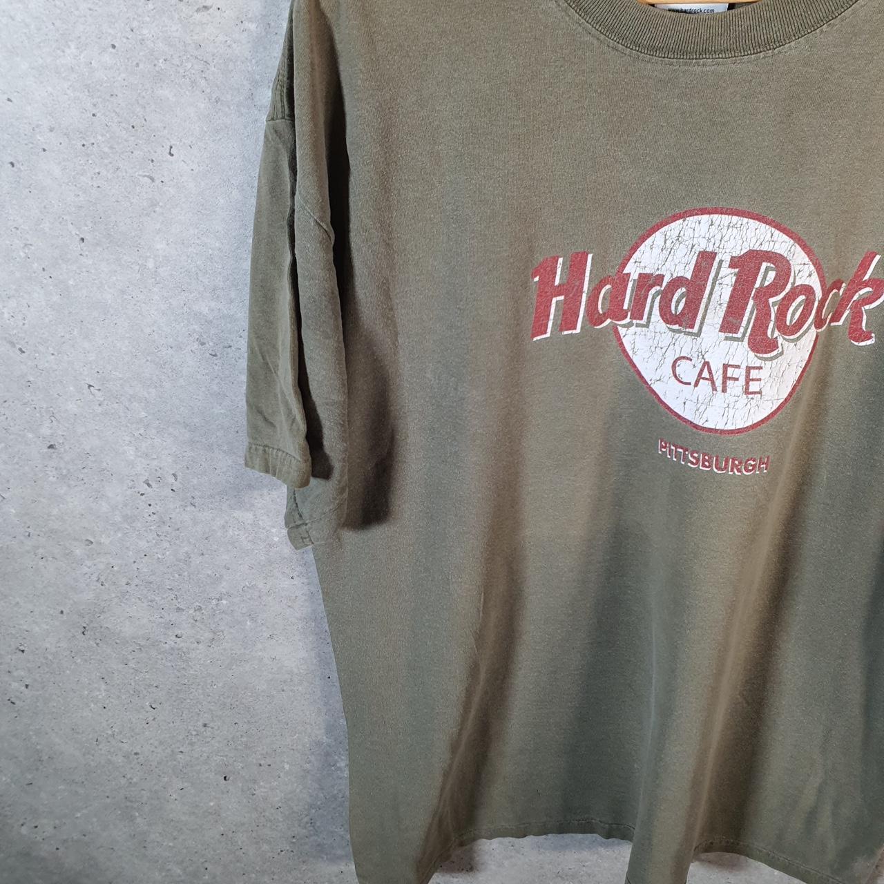 Vintage Hard Rock Cafe Pittsburgh 90s USA Spellout T Shirt Men’s Large Khaki Green
