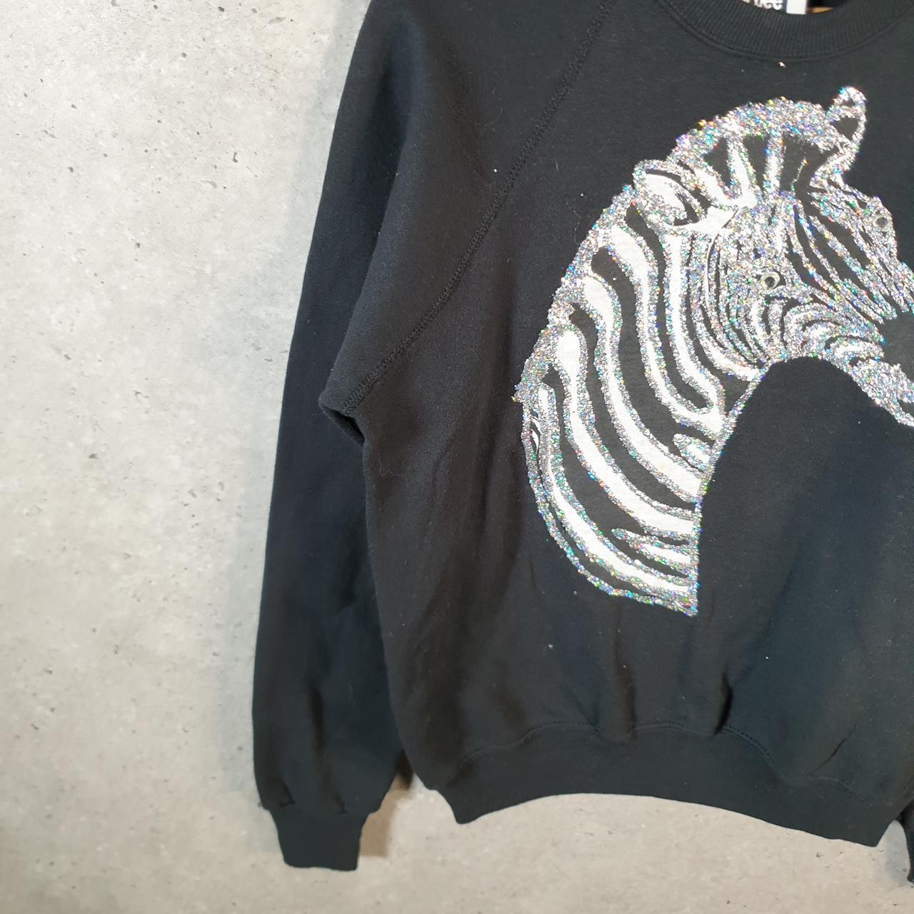 Vintage Lee Heavyweight Sweatshirt Womens Medium Black USA Pullover Zebra