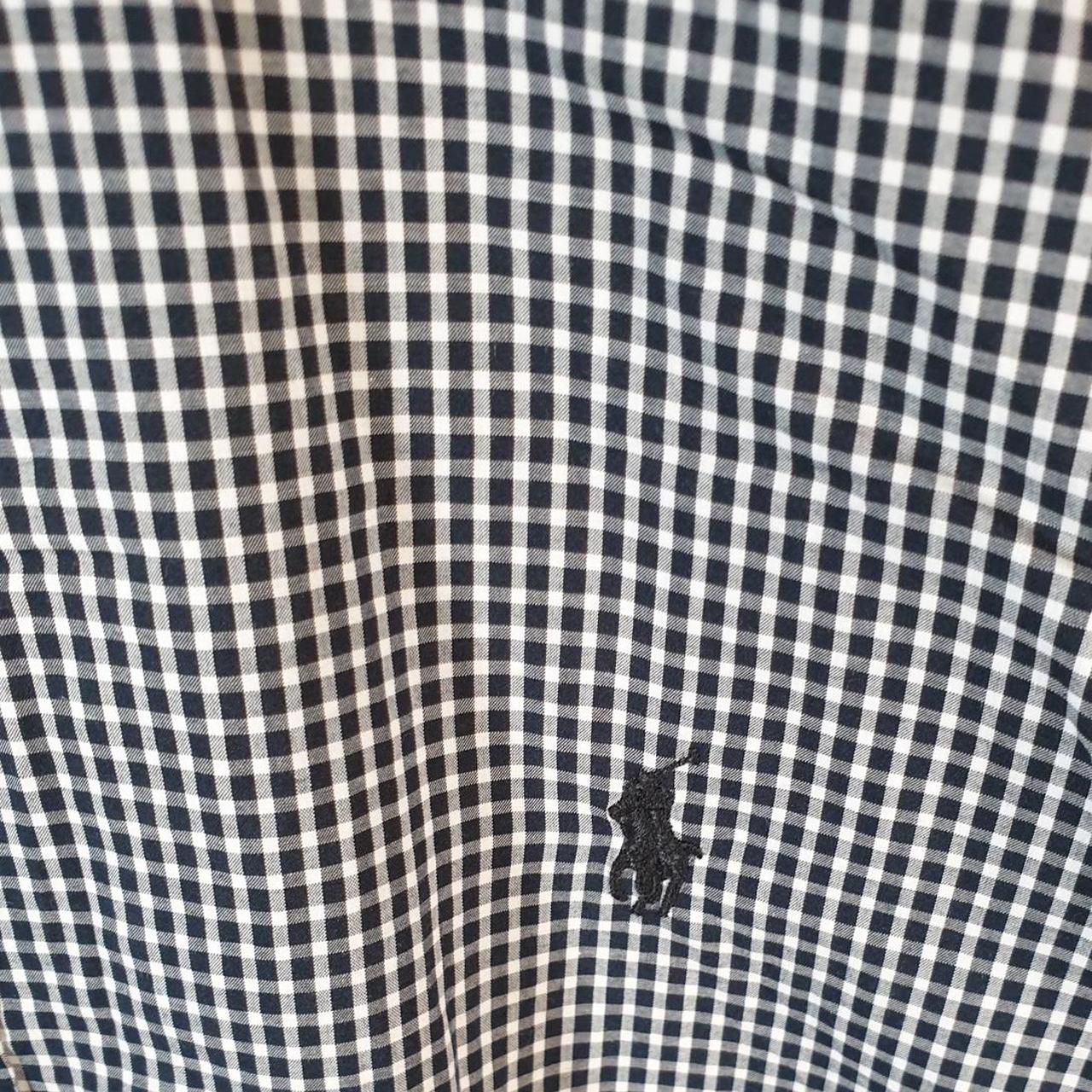 Vintage Ralph Lauren Button Down Shirt Men’s Medium Grey Checkered Slim Fit Cotton Pony
