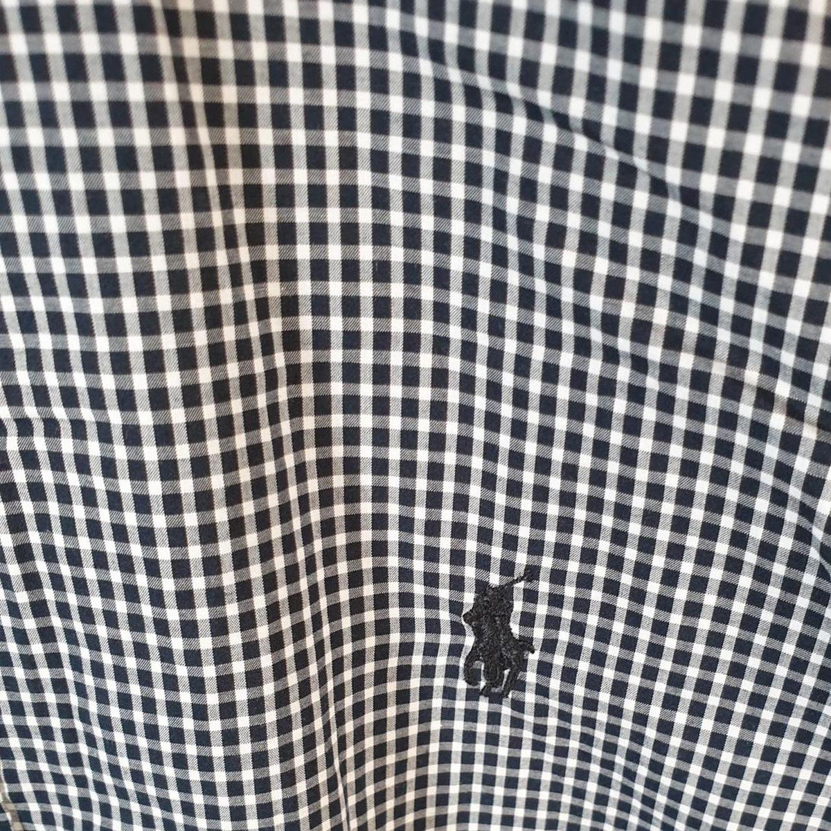 Vintage Ralph Lauren Button Down Shirt Men’s Medium Grey Checkered Slim Fit Cotton Pony