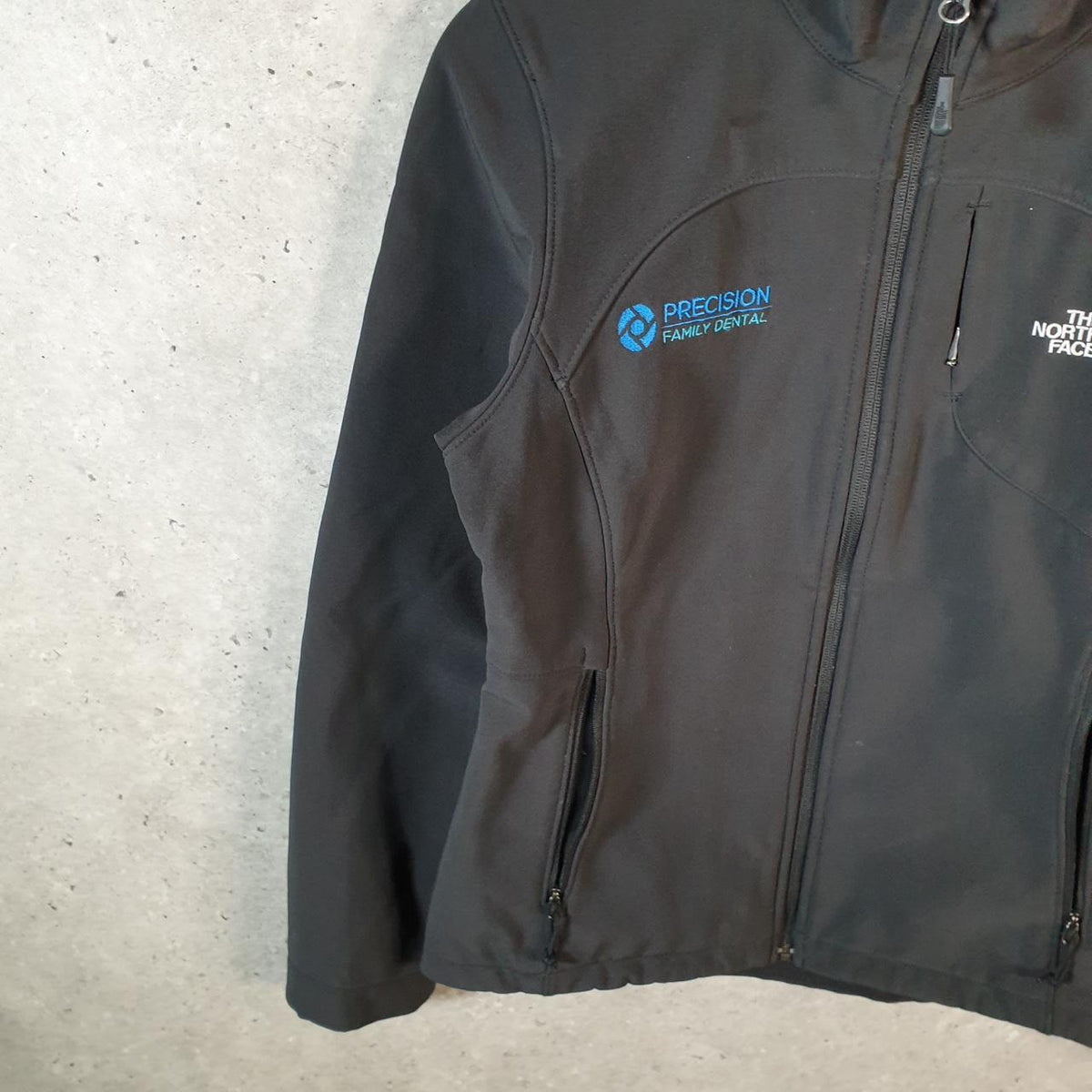 Vintage The North Face TNF Shell Jacket Womens Small Black Logo Full Zip Winter