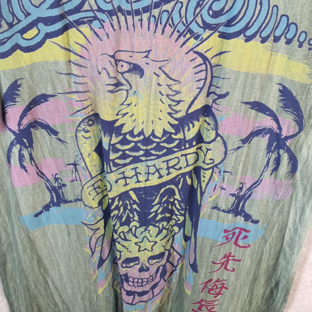 Vintage Ed Hardy T Shirt Men’s Medium Green Christian Audigier Love Heart Graphic Skull Y2K Big Fish Vintage