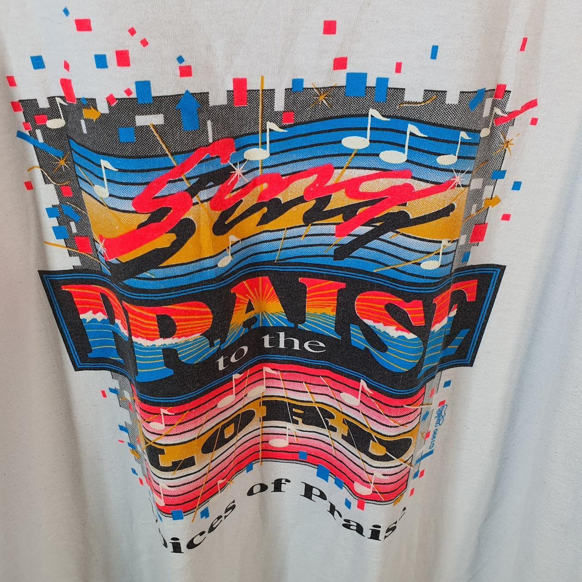 Vintage Fruit of the Loom Lords Praise 90s USA Single Stitch T Shirt Men’s 2XL White C9646