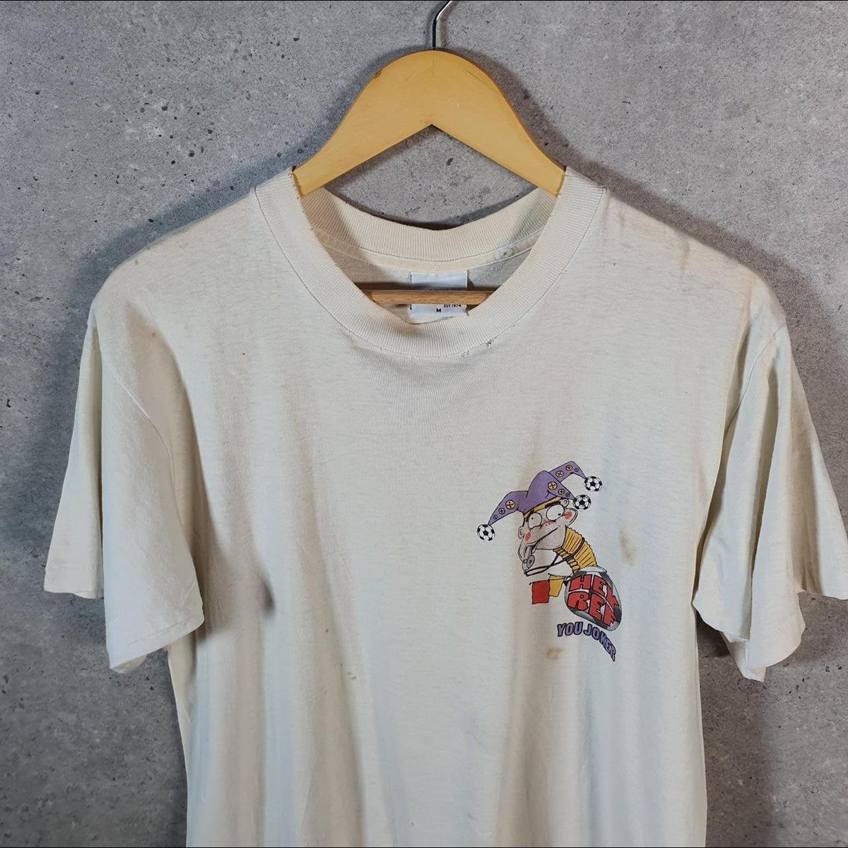 Vintage Curk Hey Ref You Joker 1994 USA Single Stitch T Shirt Men’s Medium White