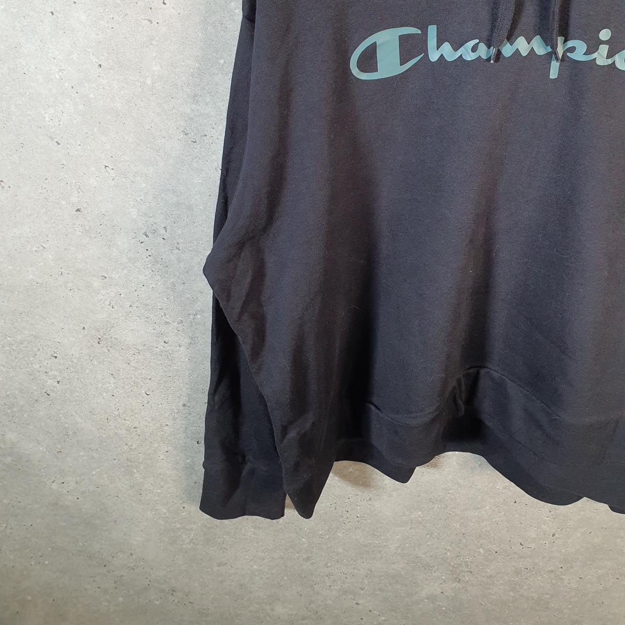 Vintage Champion Hoodie Womens XL Black USA Pullover Spellout Logo