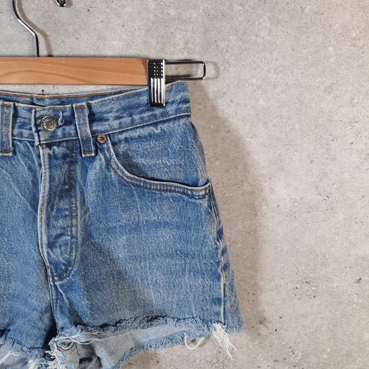 Vintage Levi’s 501 Cut Short Baggy Shorts Jorts Cargo Womens W24 Blue Relaxed Denim A4555